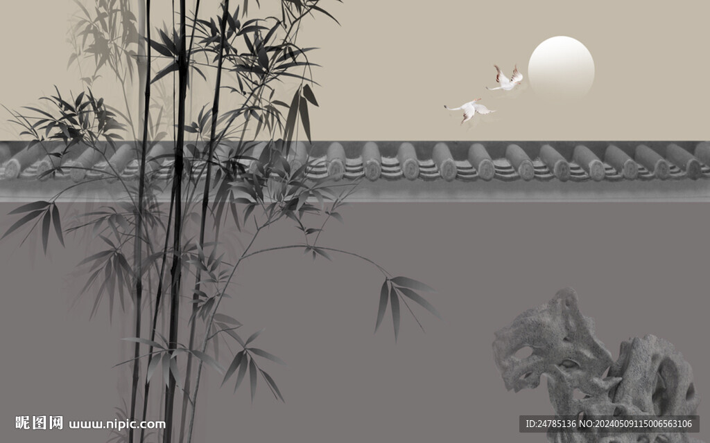 意境水墨竹子背景