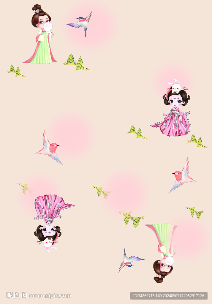 数码印花古风少女