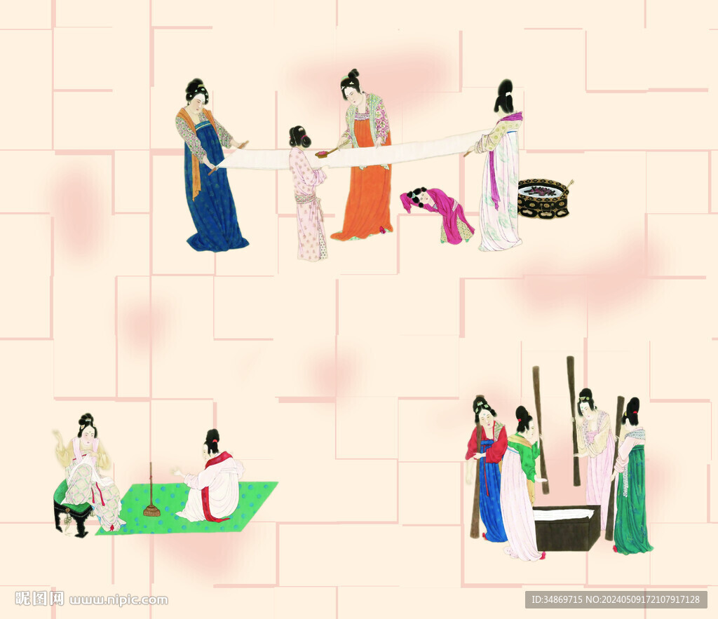 数码印花古风侍女