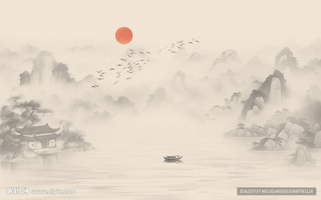 水墨江南山水画