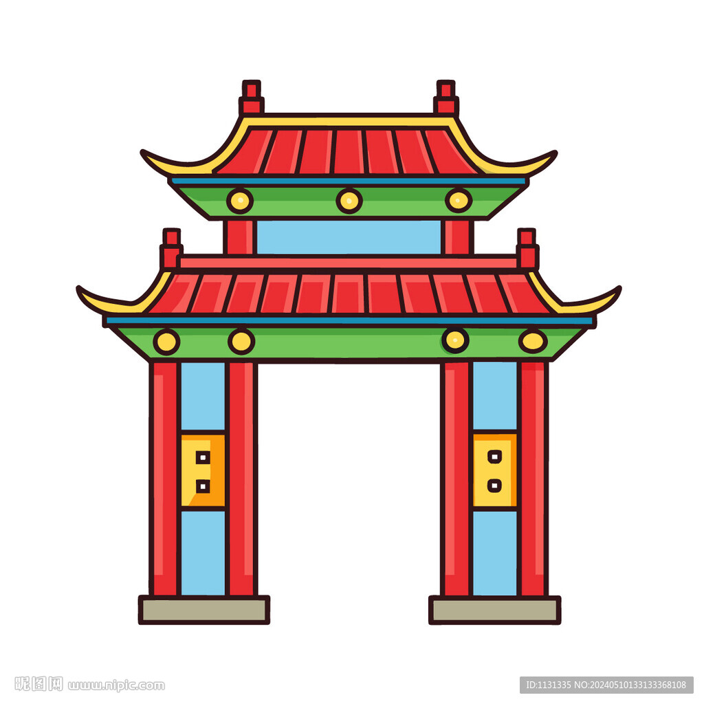 矢量中国古风建筑牌楼