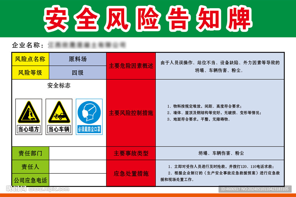 安全风险告知牌