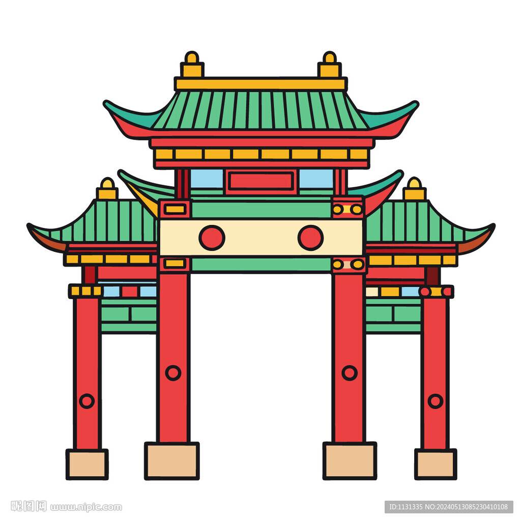 矢量建筑中国传统古建筑牌楼