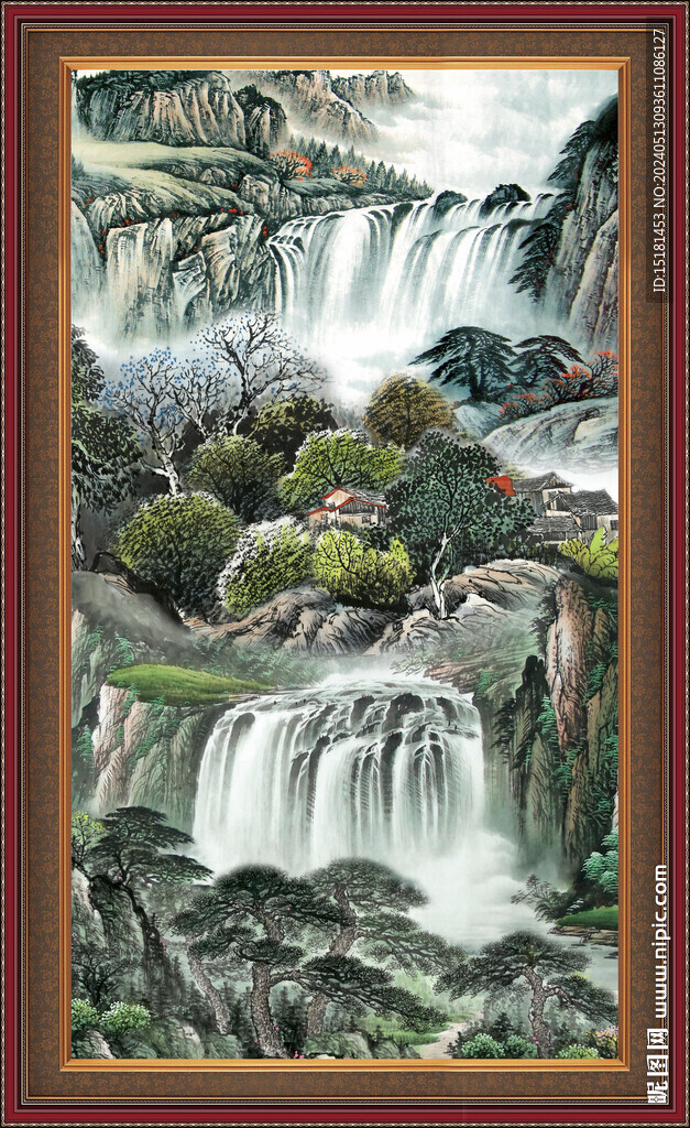 聚宝盆山水画 
