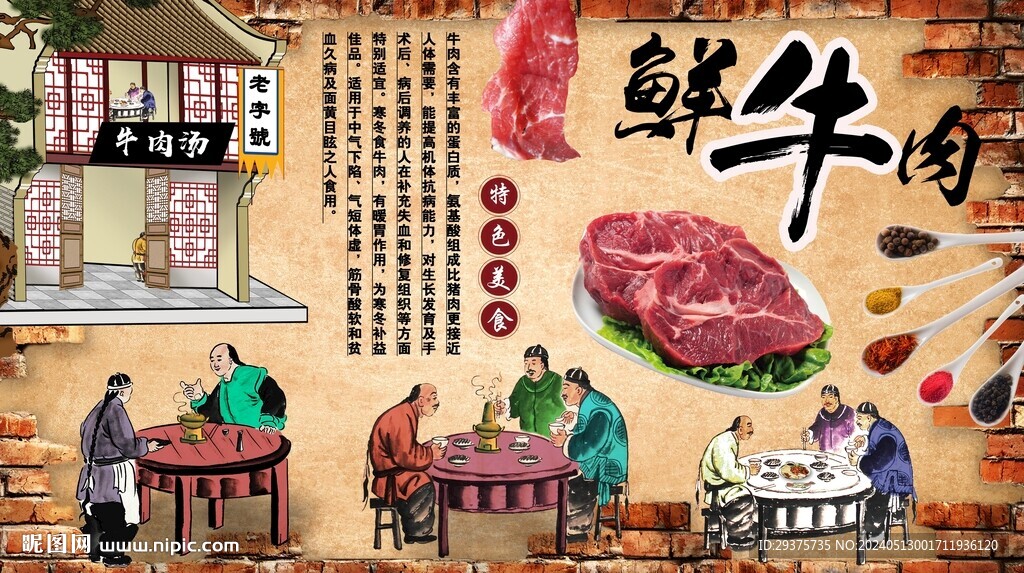 鲜牛肉背景墙