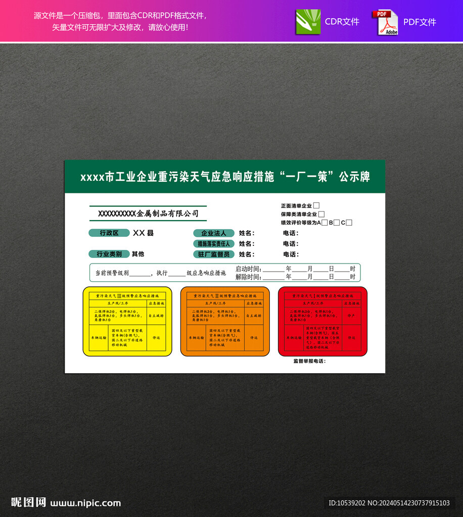 一厂一策公示牌