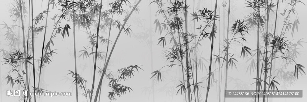 新中式巨幅水墨竹子背景