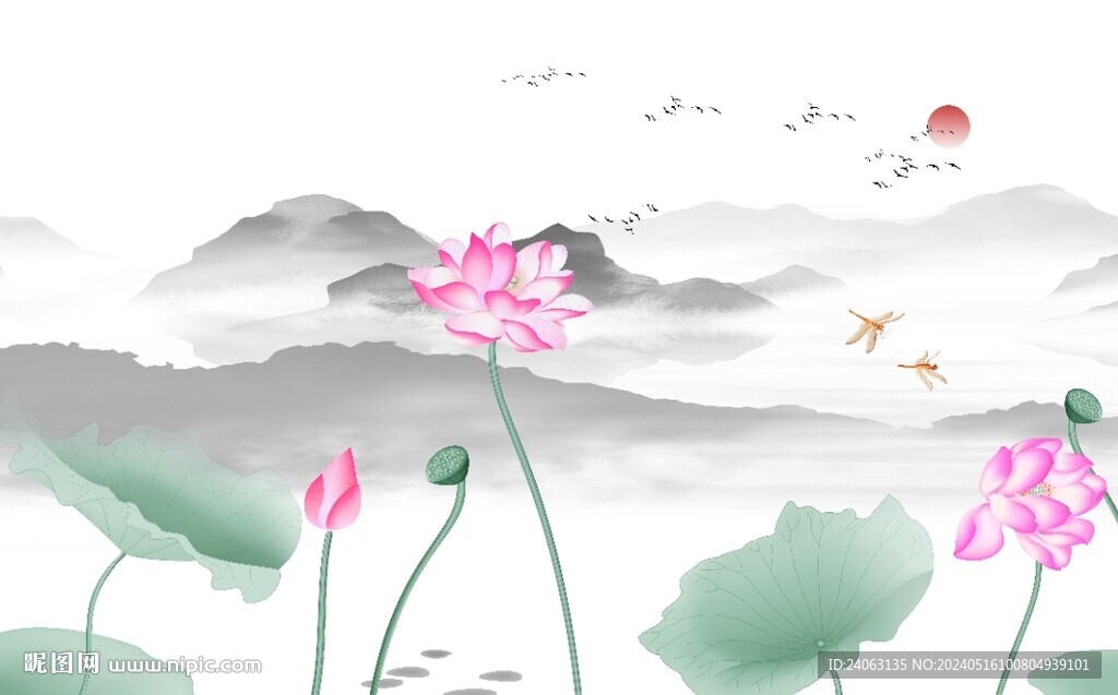 水墨荷花