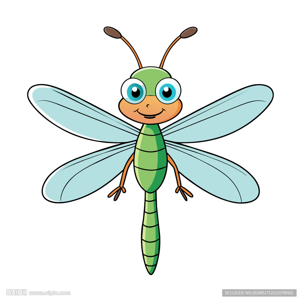 矢量动物卡通可爱的小蜻蜓