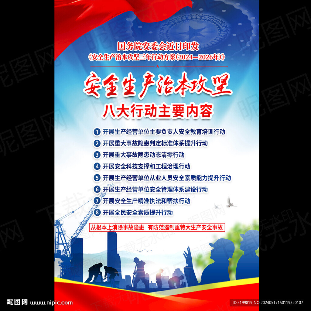 安全生产治本攻坚八大行动海报