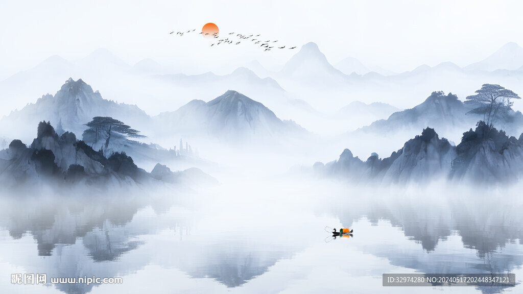 水墨意境山水画图