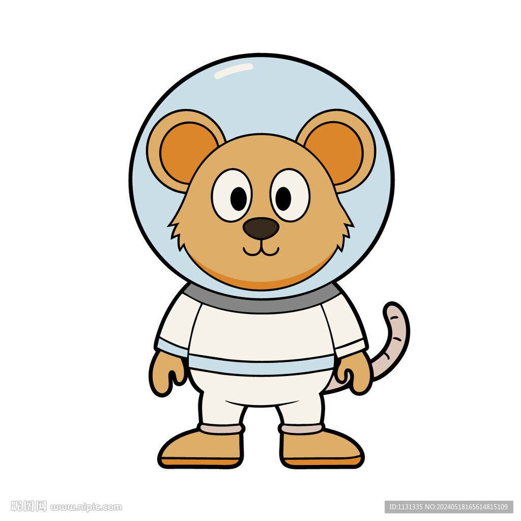 矢量动物卡通穿宇航服的老鼠