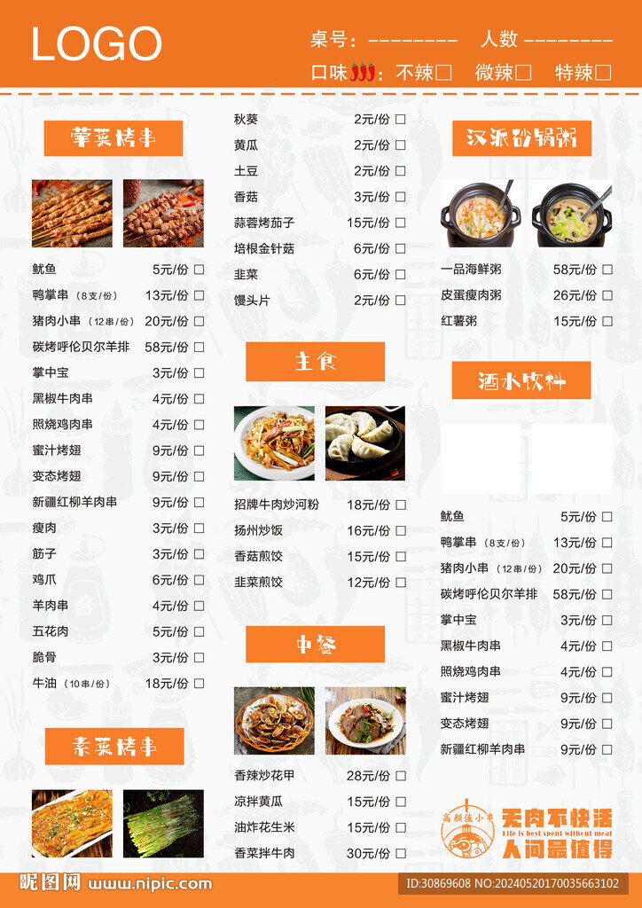 烧烤菜单