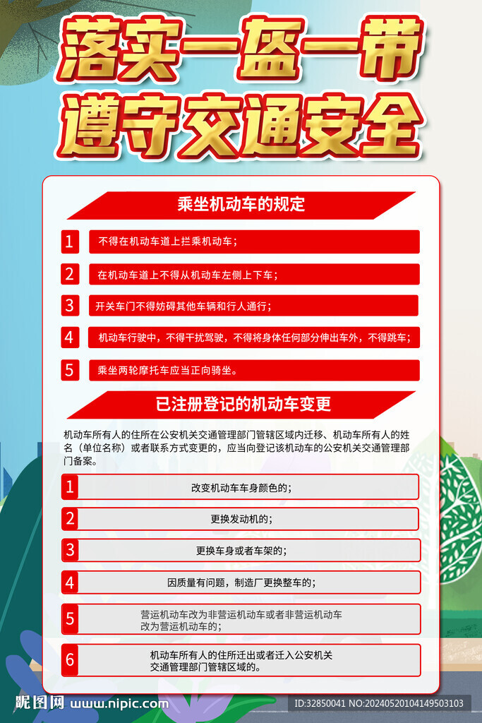 蓝色一盔一带交通安全教育展板