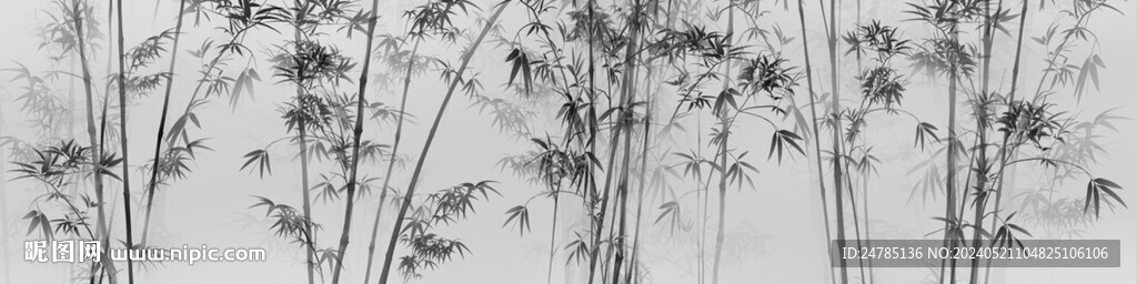 新中式世幅水墨竹子背景