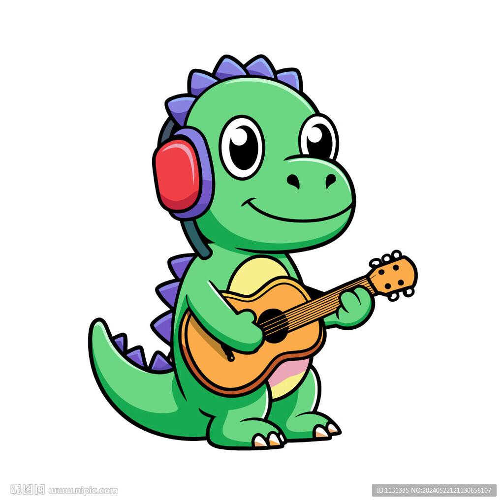 矢量动物弹吉他的小鳄鱼