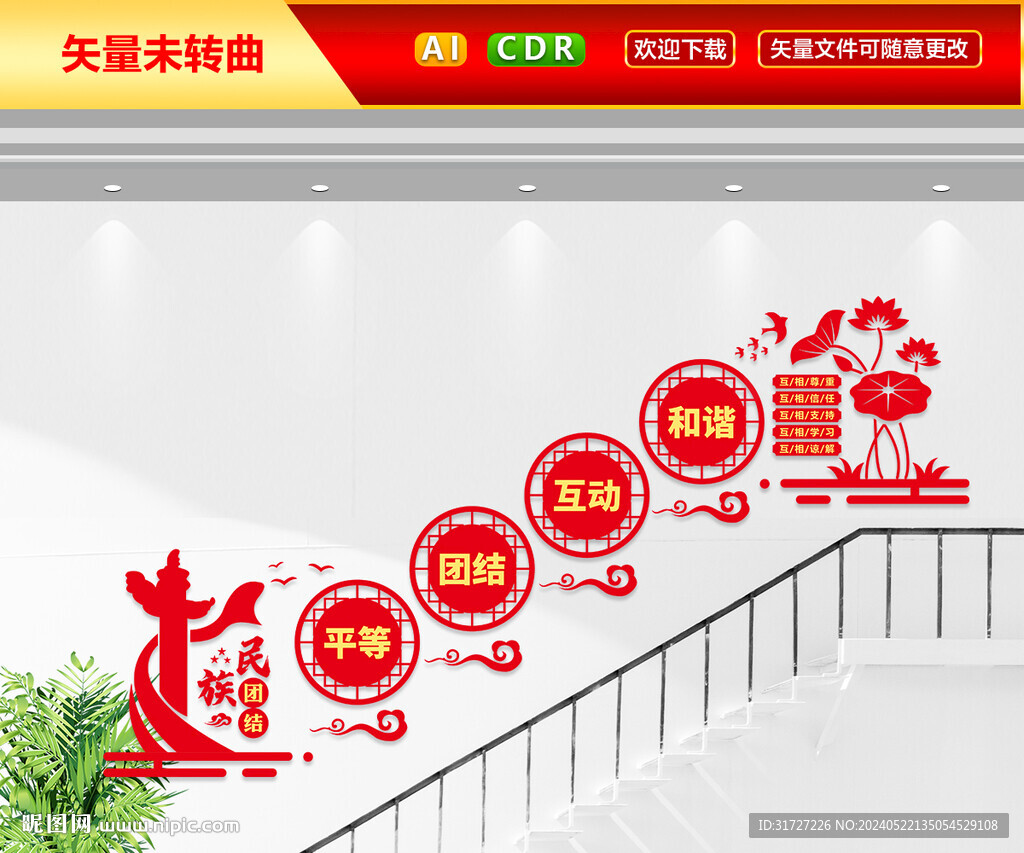 民族团结楼梯文化墙