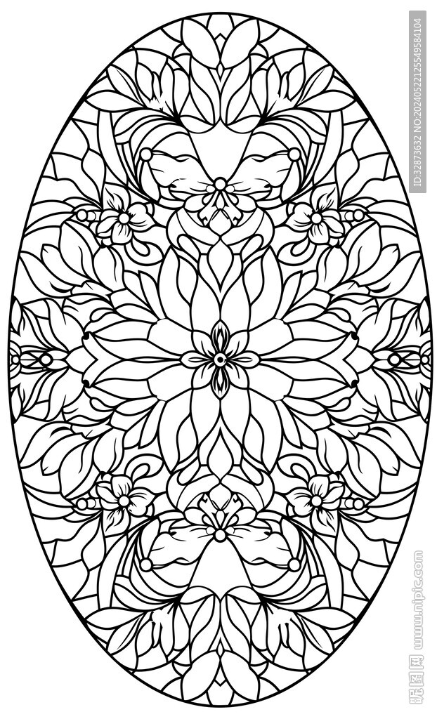 玻璃花纹线描