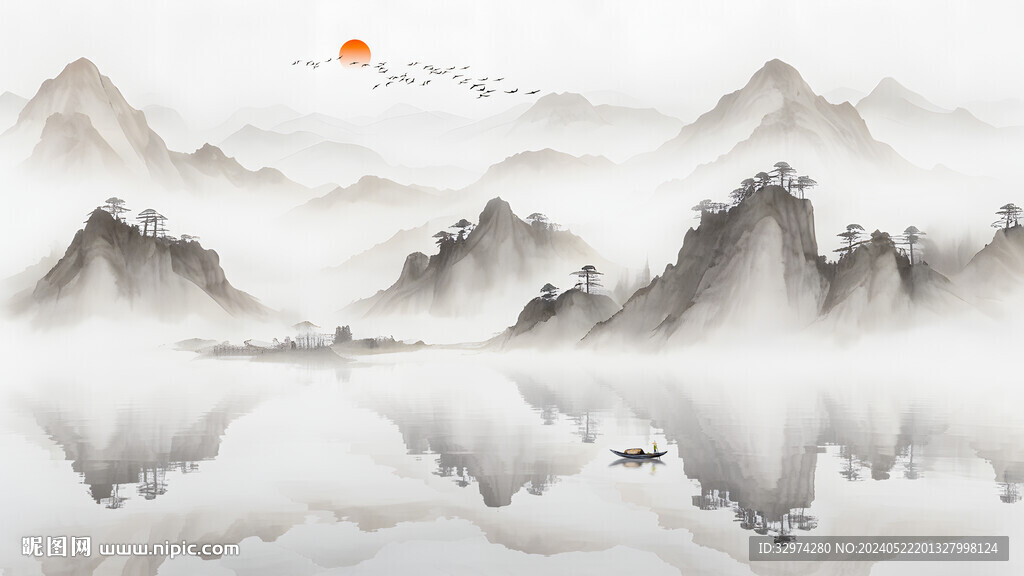 中式写意山水画