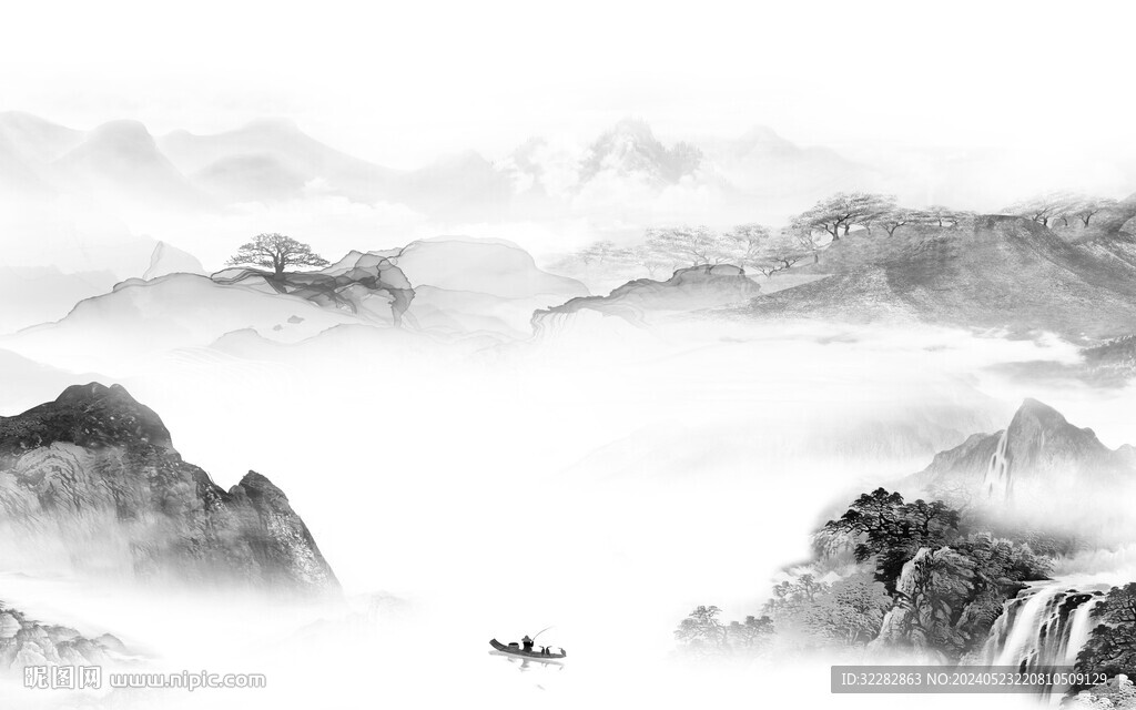 现代 高雅灰色山水 TiF分层