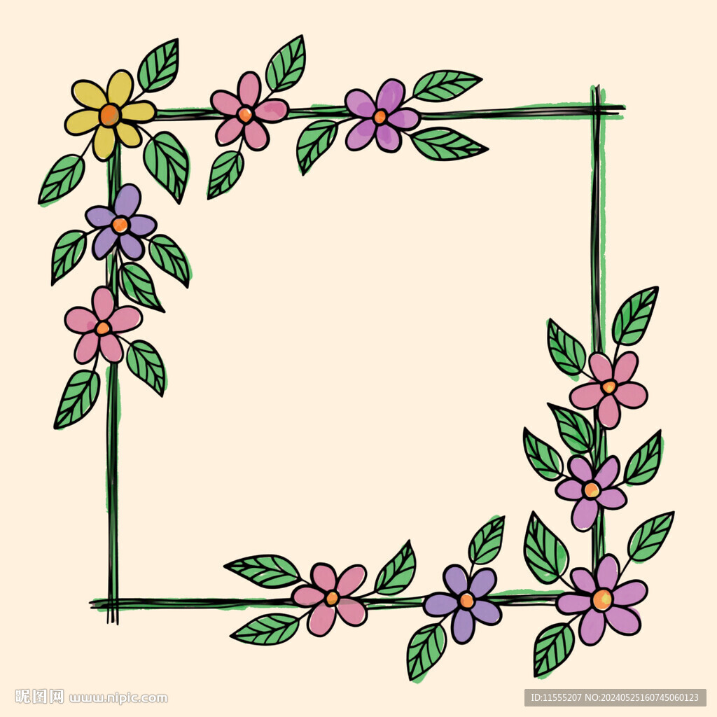 水彩花卉边框