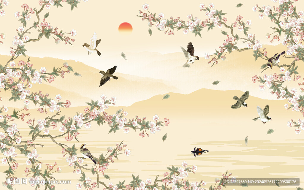 鸟语花香山水