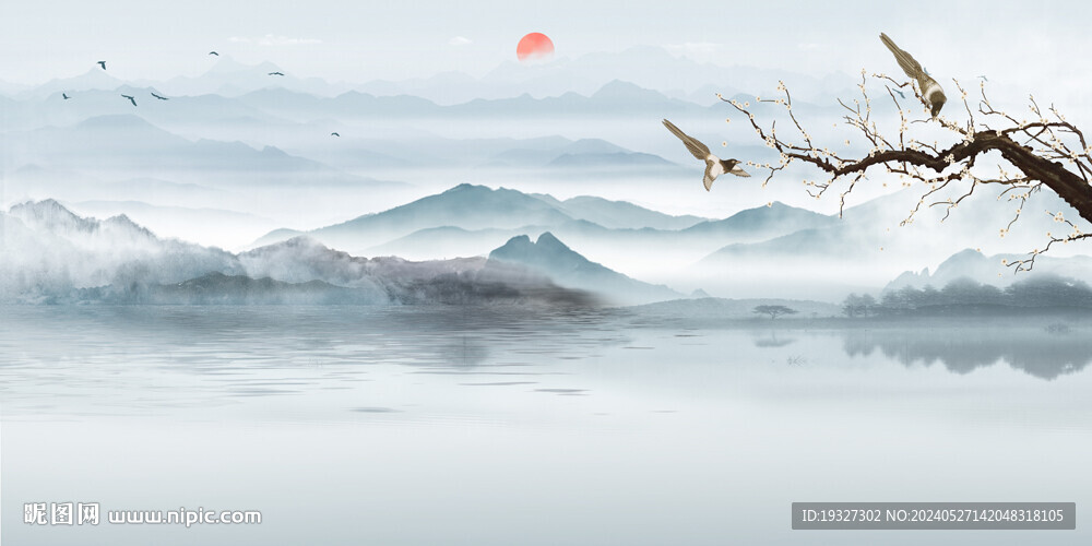 禅意水墨山水画