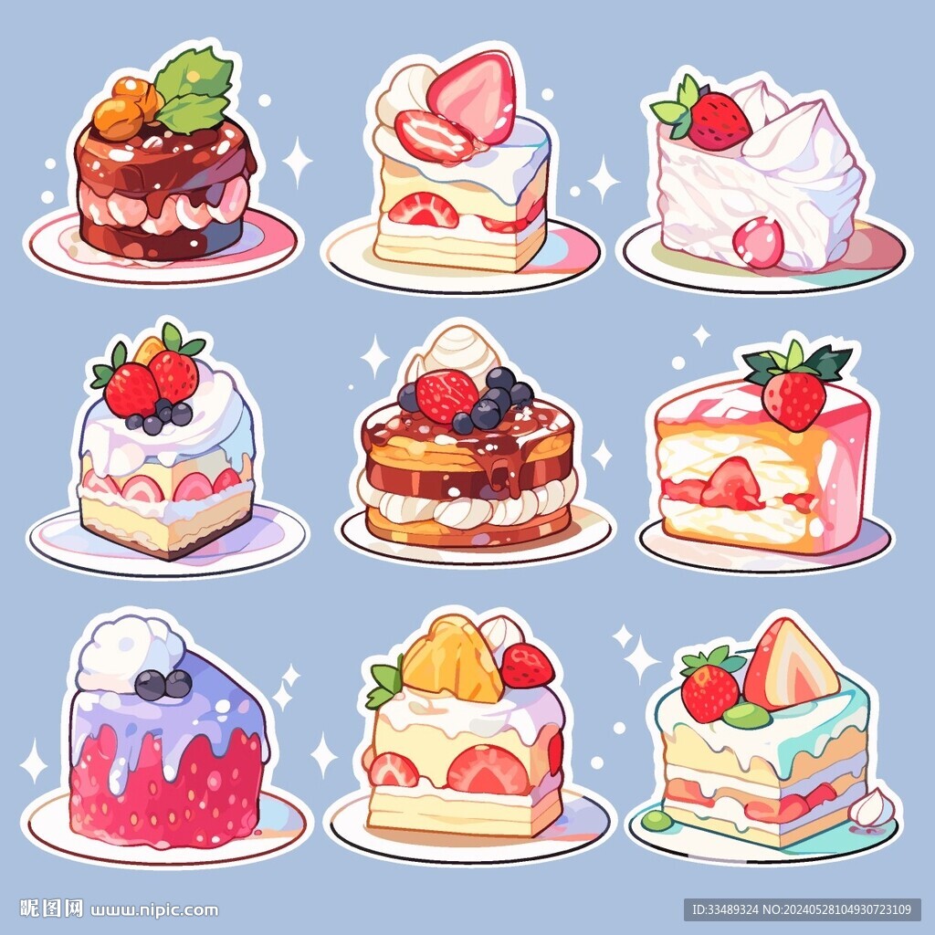 蛋糕甜品插画矢量