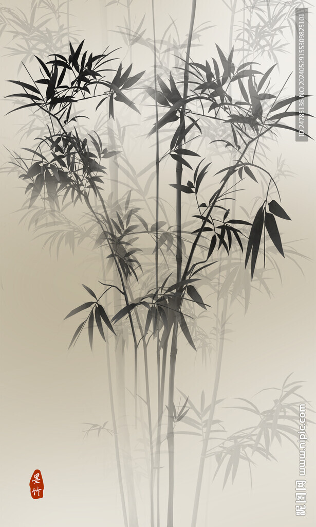 竖幅水墨竹子