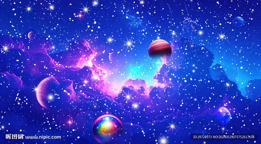 蓝色星空背景 唯美星空 星球 
