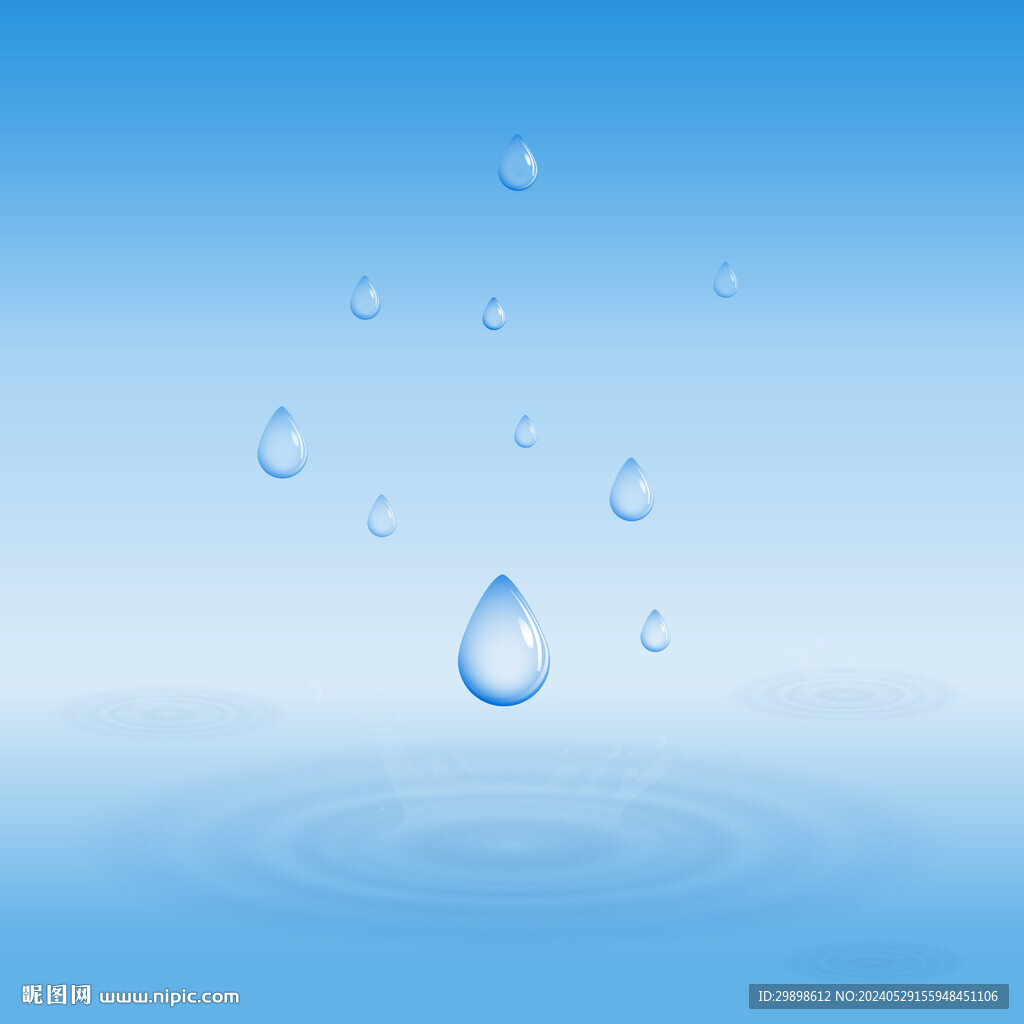 水滴水花水面纯净清新蓝色背景