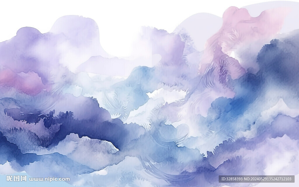 蓝紫色水彩水墨画背景