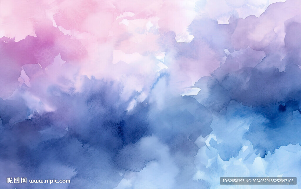 蓝紫色水彩水墨画背景