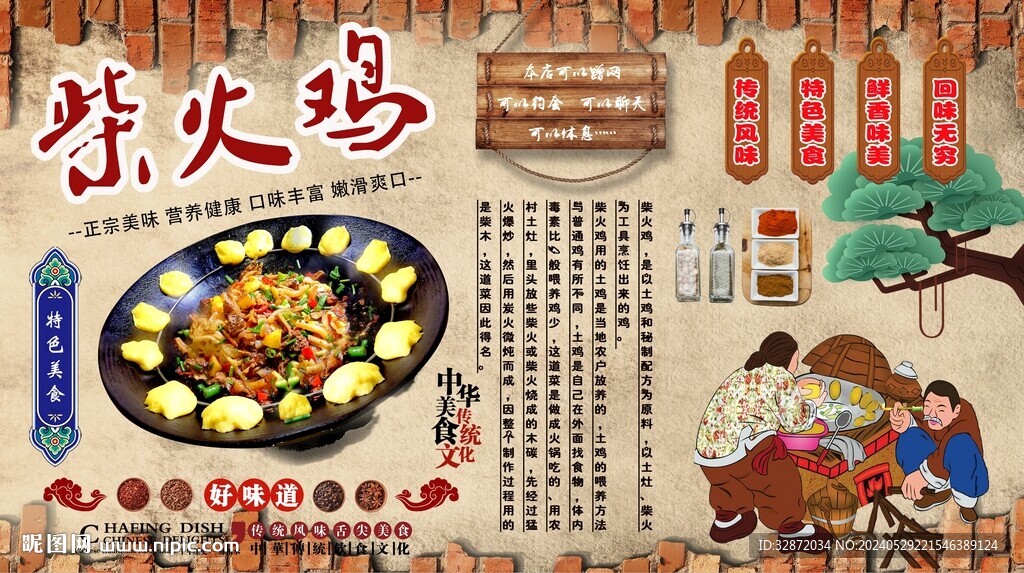 柴火鸡背景墙