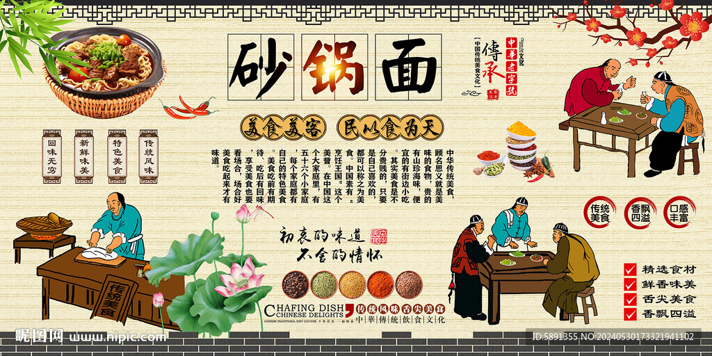 砂锅面