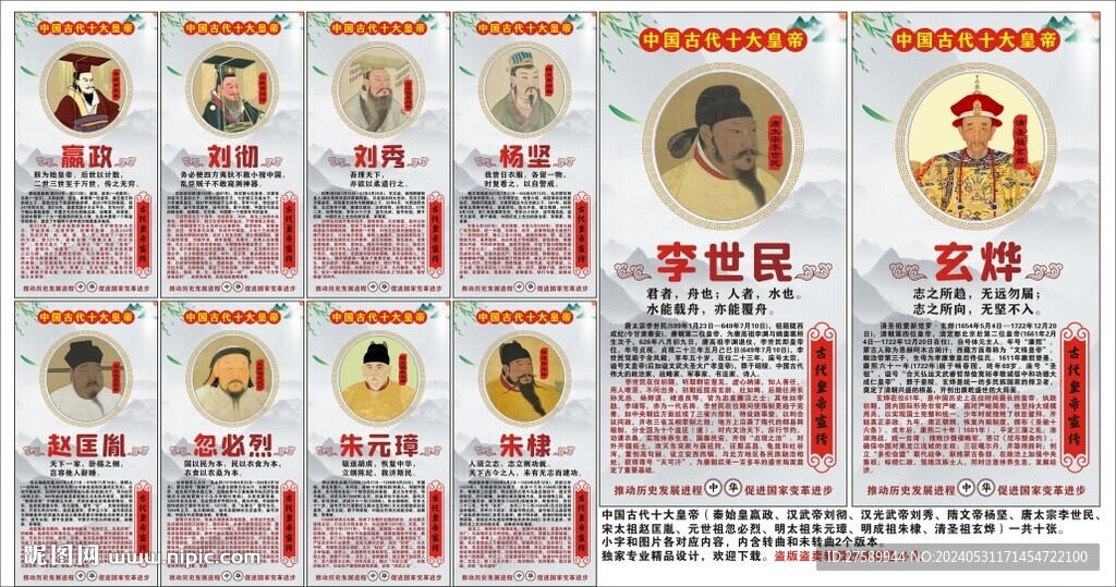 中国古代十大皇帝校园历史宣传