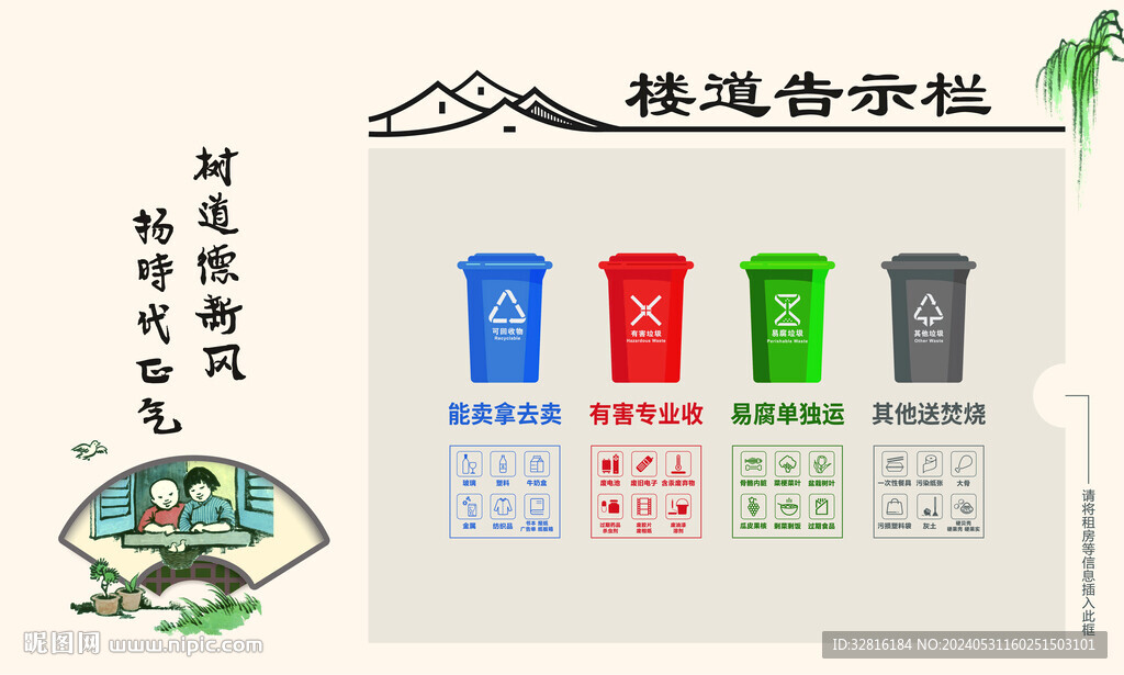 社区 楼道告示牌 指引牌