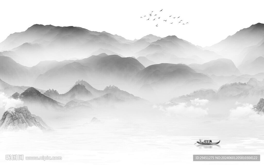 高端 清晰中式山水 TIF分层