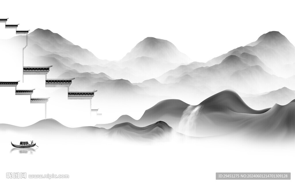 简约 人气中式山水 TIF分层