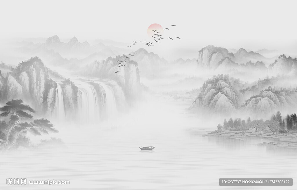 水墨画山水风景