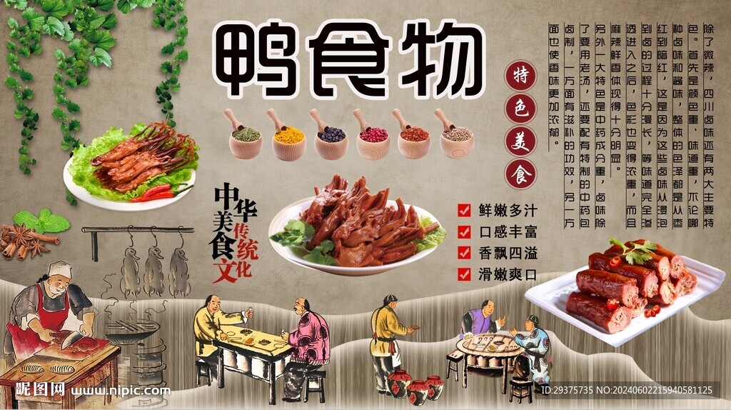 鸭食物背景墙
