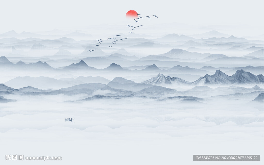 新中式水墨山水画