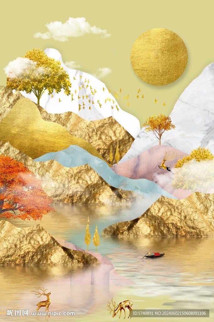麋鹿金山发财树