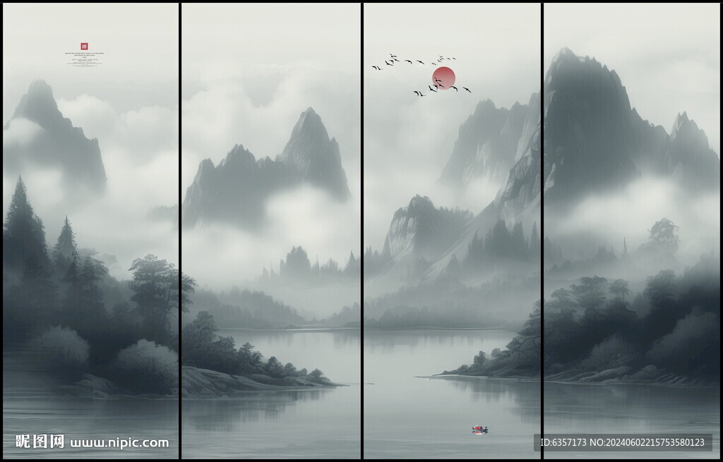 意境水墨山水画