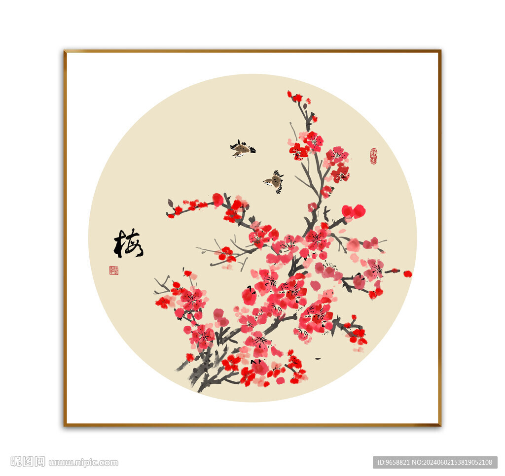  红梅国画