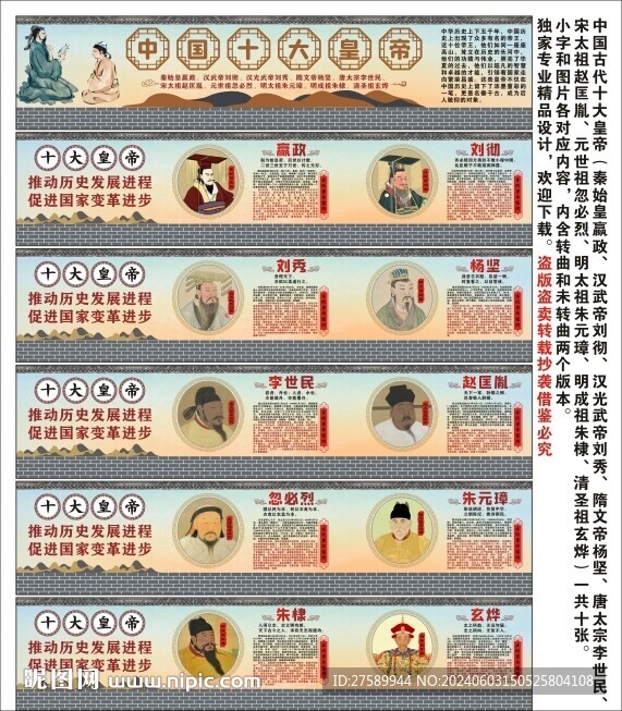 中国古代十大皇帝校园历史宣传
