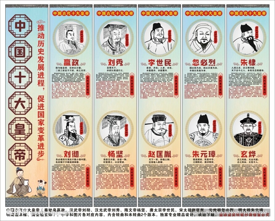 中国古代十大皇帝校园历史宣传