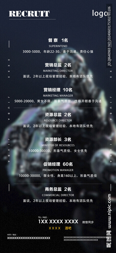 酒吧招聘海报