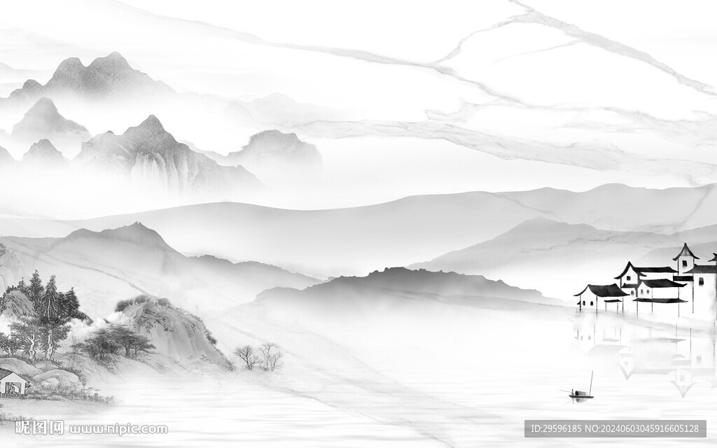 爆款 新高端灰山水 TIF分层