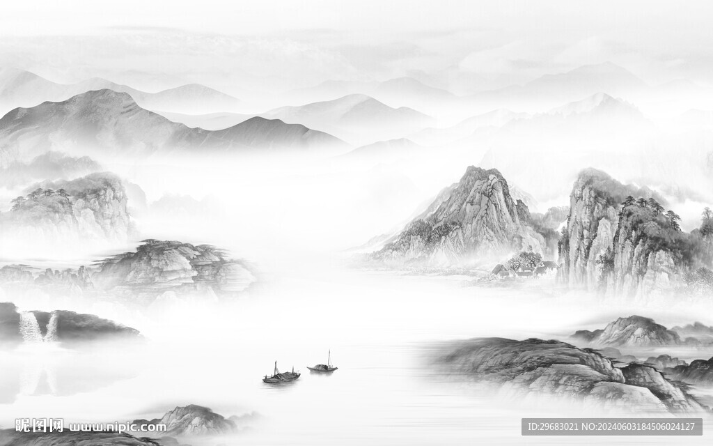 简约 新款灰山水画 TIf分层